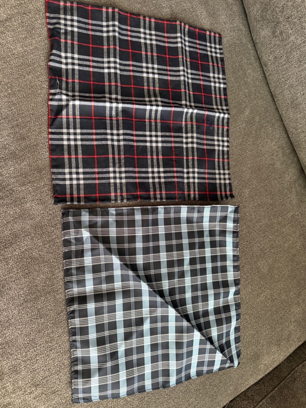 Plaid Pocket Squares Set - Black, White & Red